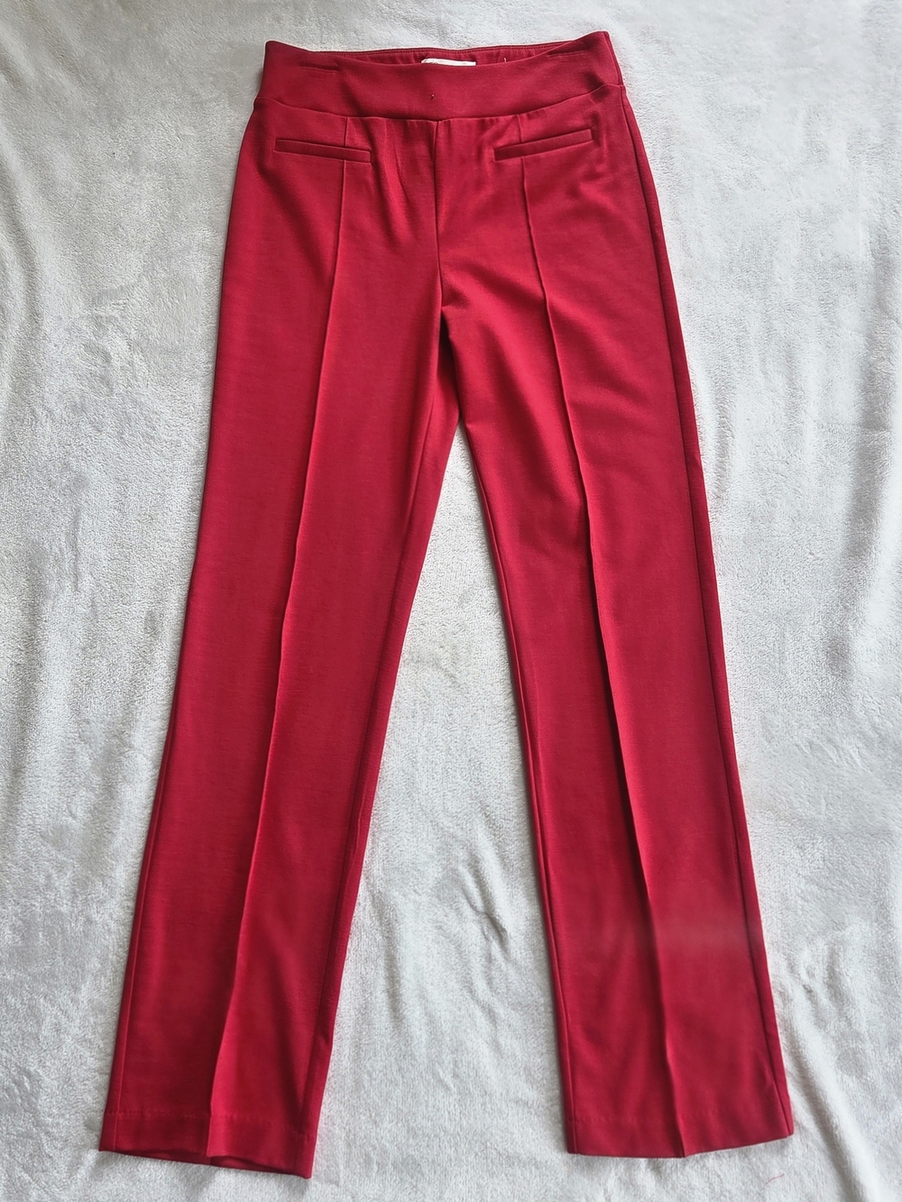 Women's Bright Red Ponte Tailored Trousers Bossbabe Bold Office Teacher